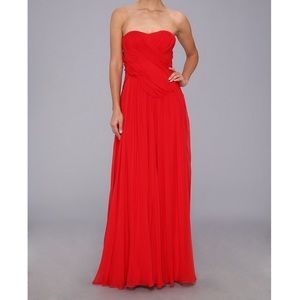 NEW Badgley Mischka Strapless Chiffon Red Gown